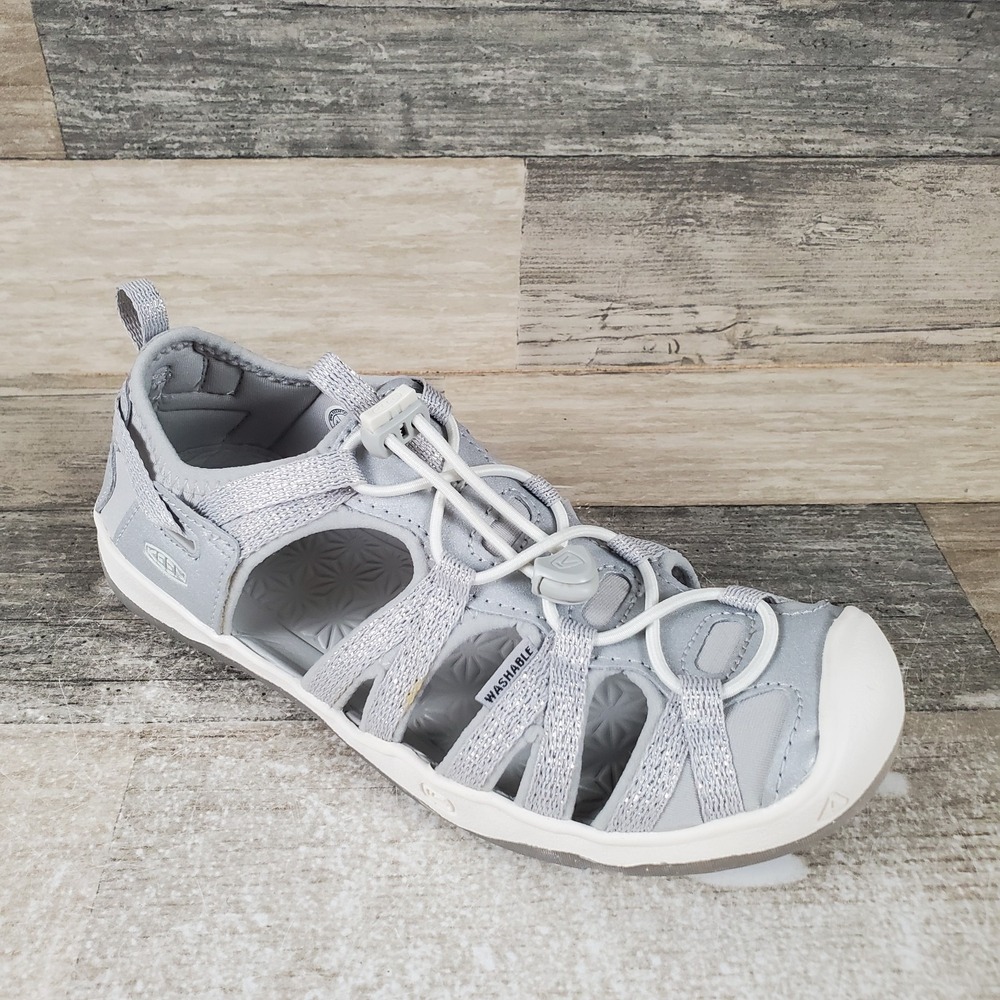 Keen Moxie Youth Boys Sandals Sz 2 Gray‎ Leather Round Toe Lace-Lock Bungee